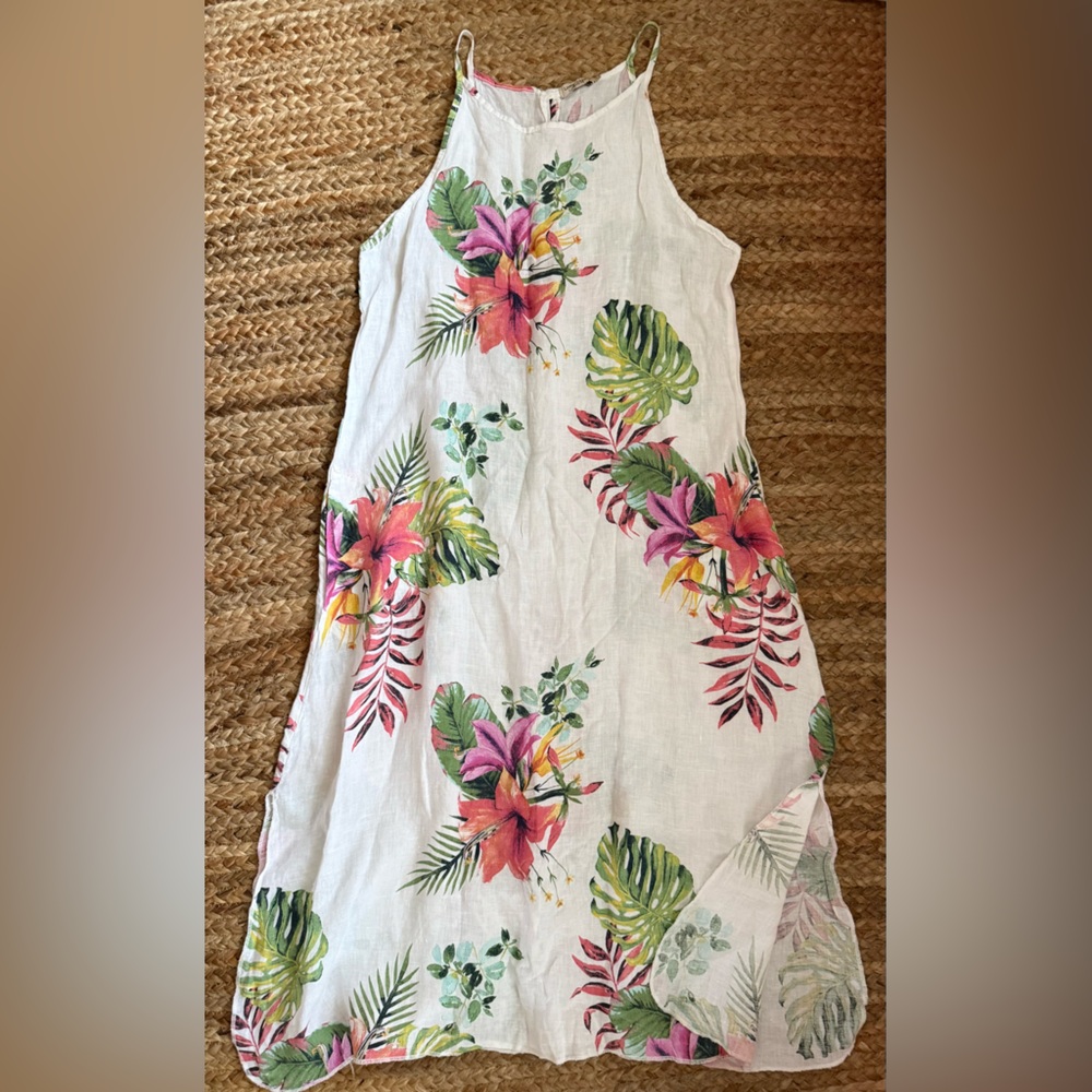 Lungo L’Arno Small Italian Linen Tropical Beachy Maxi Dress